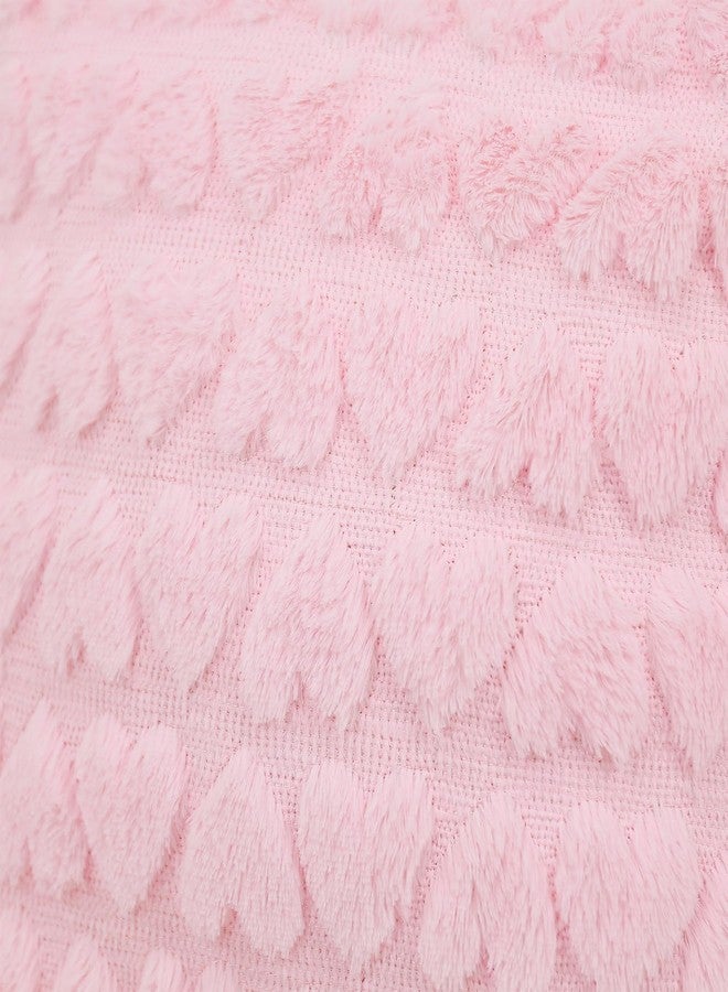 Hongsome Valentines Day Decor-Throw Pillow Covers 18x18in Set of 2,Pink Soft Plush Faux Fur Pillow Case with Heart for Large Couch Sofa Home Indoor Outdoor Holiday Decorations - Image 4