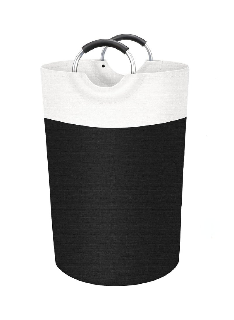 Foldable Waterproof Laundry Basket With Foam Protected Aluminum Handles For College Dorms, Home 90L (Black) - Image 1