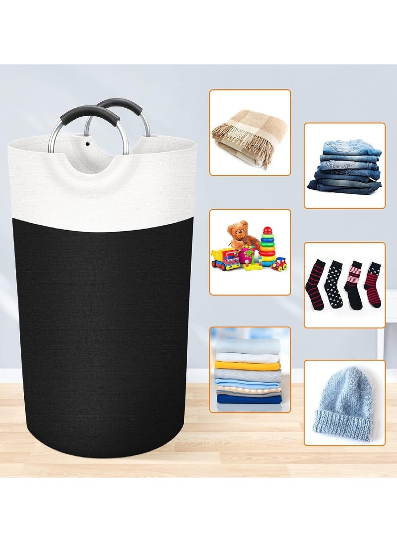 Foldable Waterproof Laundry Basket With Foam Protected Aluminum Handles For College Dorms, Home 90L (Black) - Image 3