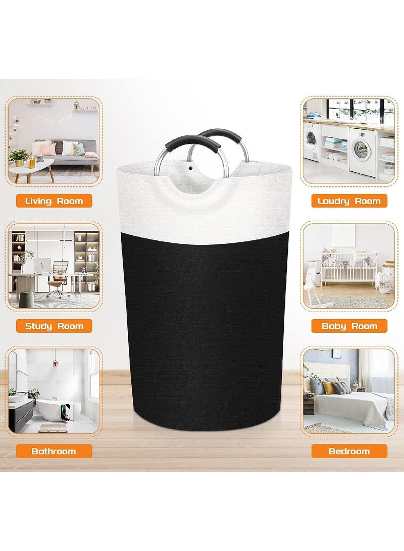 Foldable Waterproof Laundry Basket With Foam Protected Aluminum Handles For College Dorms, Home 90L (Black) - Image 5