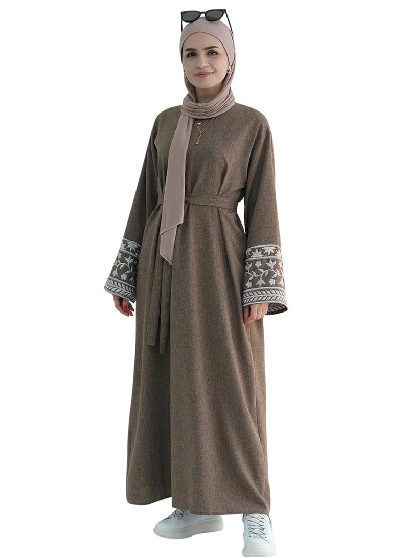 جيوان مطرز مسلم أبايا الأكمام الطويلة دبي فستان رداء تركي سحاب ماكسي ديس الملابسالنساء عيد - Image 1