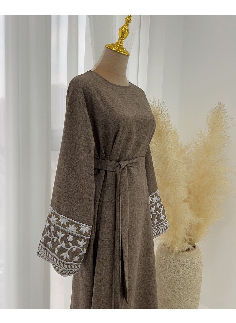 جيوان مطرز مسلم أبايا الأكمام الطويلة دبي فستان رداء تركي سحاب ماكسي ديس الملابسالنساء عيد - Image 3