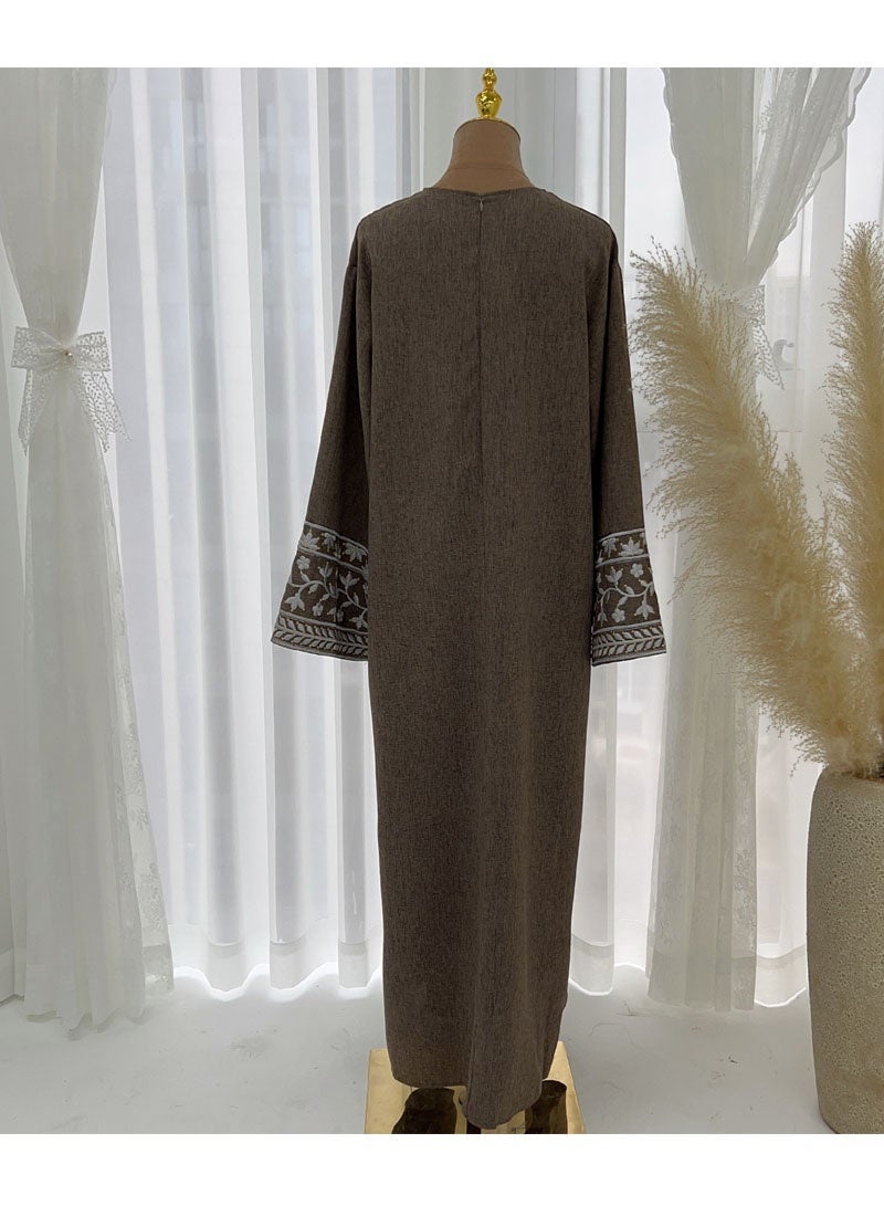 جيوان مطرز مسلم أبايا الأكمام الطويلة دبي فستان رداء تركي سحاب ماكسي ديس الملابسالنساء عيد - Image 4
