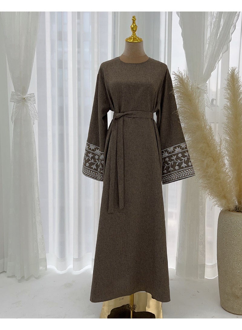 جيوان مطرز مسلم أبايا الأكمام الطويلة دبي فستان رداء تركي سحاب ماكسي ديس الملابسالنساء عيد - Image 2