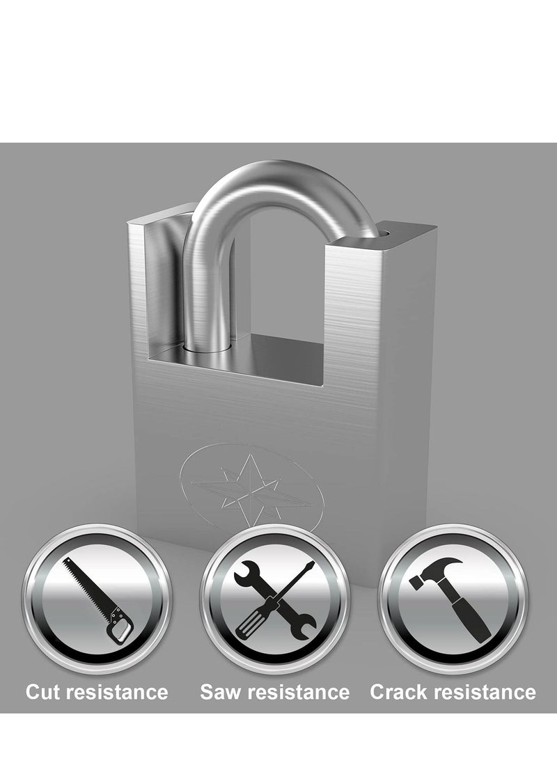 SYOSI Padlock, Lock for Outdoor Use with Key, 2Pcs 60mm Impact Cut Resistance Anti-Rust Padlock Outdoor Weatherproof Lock with 10mm Shackle High Security Lock for Warehouse, Container, Gym Locker, Garage  - Image 2