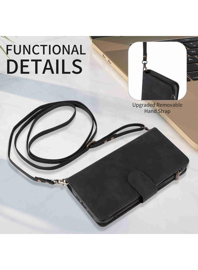 S-TOP Case For iPhone 15 Plus Crossbody Multi-card Slot Wallet Zipper Leather Phone Case - Image 4