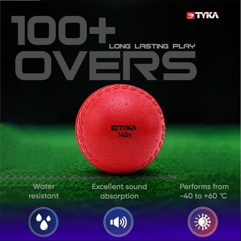 TYKA Heavy Gravix Moisture Resistant Cricket Ball 145± GMS - Eco-Friendly Training Ball | All Weather Durable Performance | True Bounce, Engineered Power | Pack of 1 (Red) - Image 2