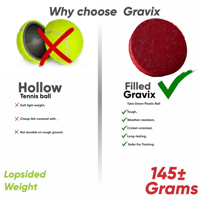 TYKA Heavy Gravix Moisture Resistant Cricket Ball 145± GMS - Eco-Friendly Training Ball | All Weather Durable Performance | True Bounce, Engineered Power | Pack of 1 (Red) - Image 4