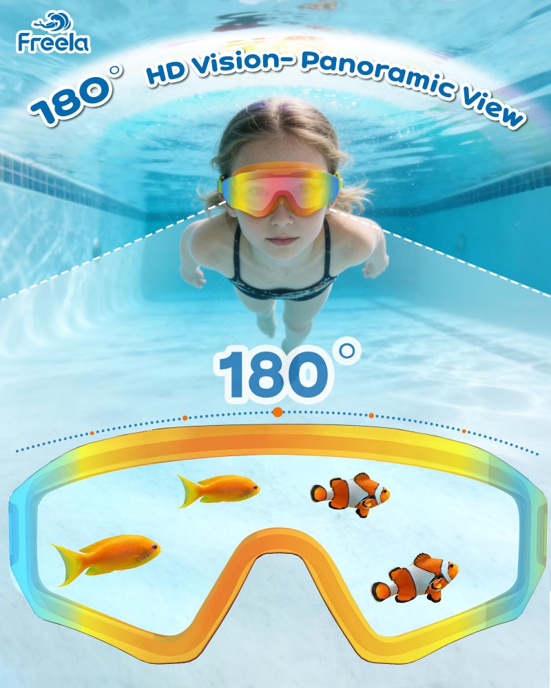 Freela 2 Pack Kids Swim Goggles for 6-14 8-12 8-14 4-7, Water Pool Swimming Goggles Anti-Fog 180Â° Wide View UV Protection, Soft Silicone Layer Waterproof No Leak Glasses for Teens Youth Boys Girls - Image 4