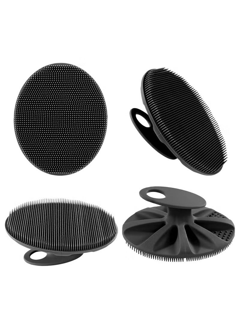 1 Pack Pure Silicone Food-Grade Body Brush Shower Cleansing Scrubber Gentle Exfoliating Glove Soft Bristles (Black)  - Image 5