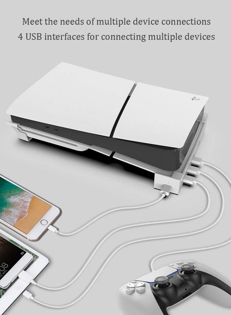 PS5 Slim Console with 4-Port USB Hub for Horizontal Stand Only , Base Stand Accessories for Playstation 5 Slim(Disc  Digital Edition), Holder for PS5 Controller Charging(Not for Regular PS5) - Image 5