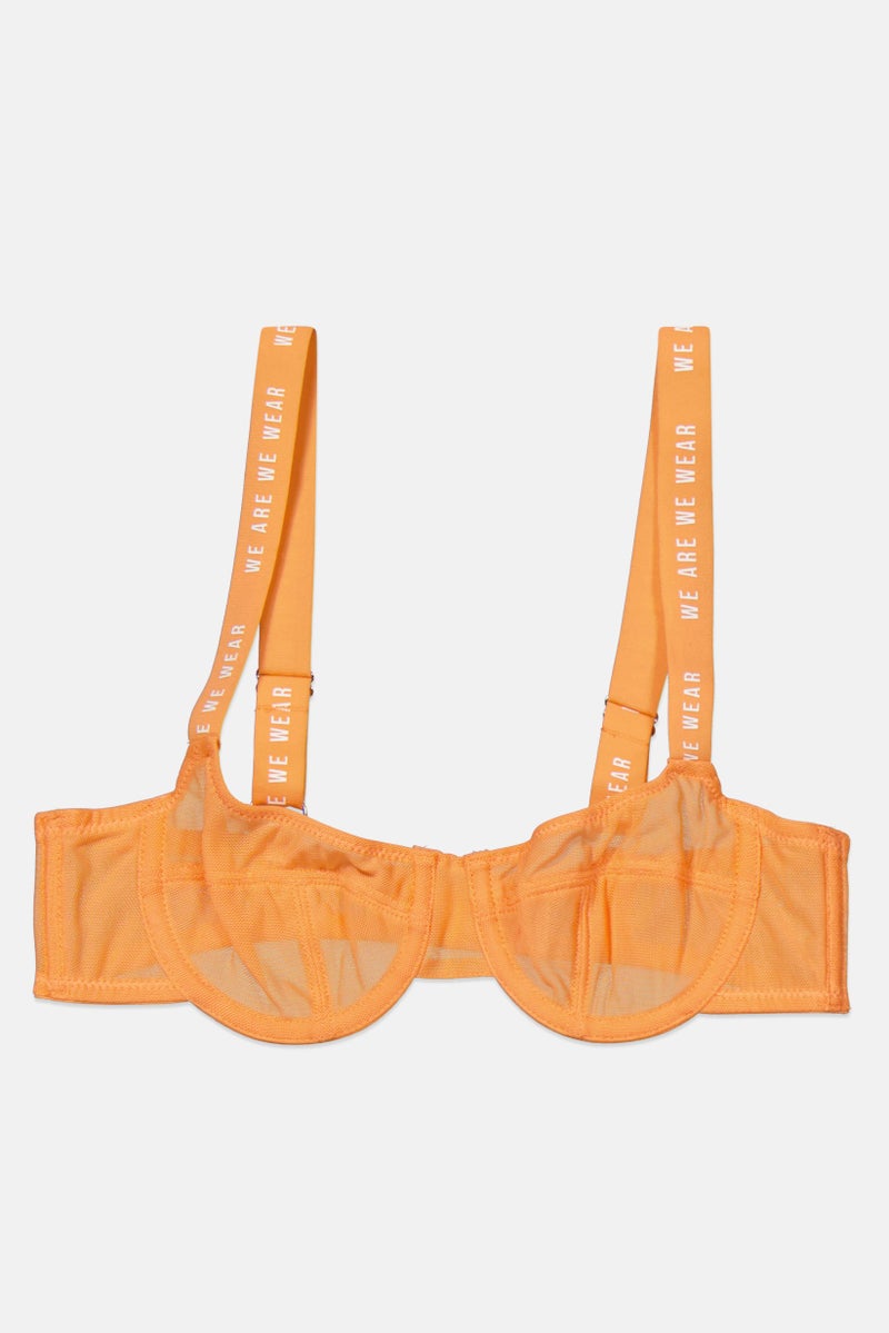 We Are We Wear Women Non Padded Textured Bra, Orange - Image 1