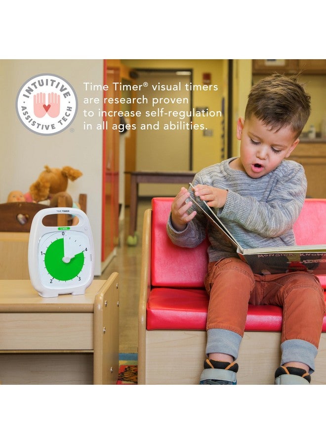 TIME TIMER PLUS 5 Minute Desk Visual Timer - Countdown Timer with Portable Handle for Classroom, Office, Homeschooling, Study Tool with Silent Operation (White) - Image 4