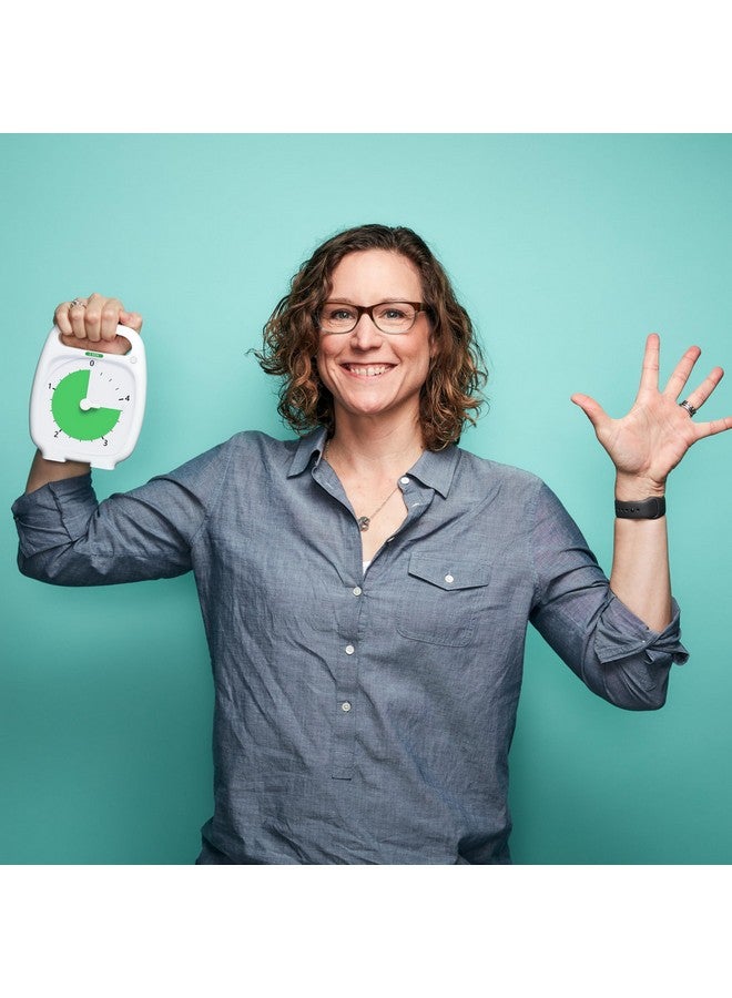 TIME TIMER PLUS 5 Minute Desk Visual Timer - Countdown Timer with Portable Handle for Classroom, Office, Homeschooling, Study Tool with Silent Operation (White) - Image 3