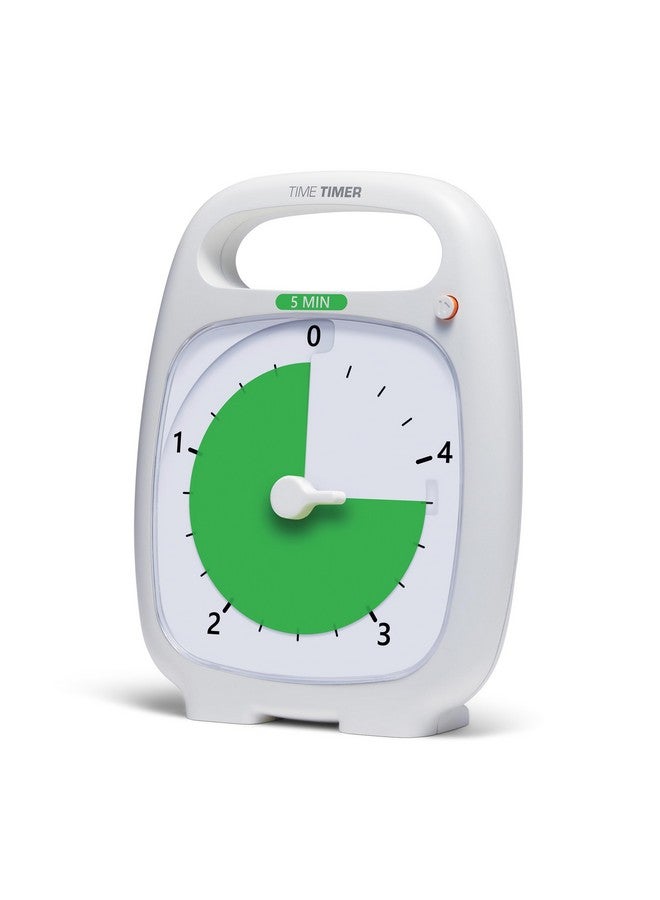 TIME TIMER PLUS 5 Minute Desk Visual Timer - Countdown Timer with Portable Handle for Classroom, Office, Homeschooling, Study Tool with Silent Operation (White) - Image 1