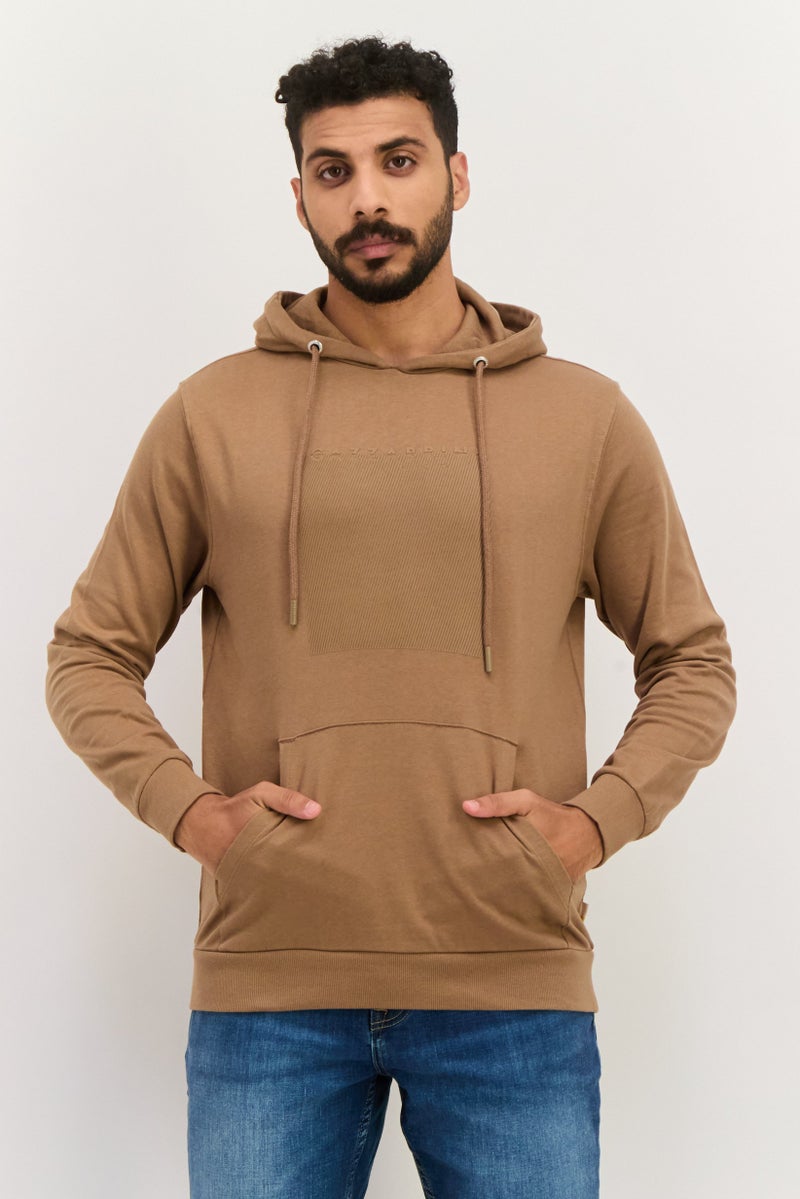 Gazzarrini Men Hooded Brand Logo Long Sleeves Sweatshirt, Brown - Image 1