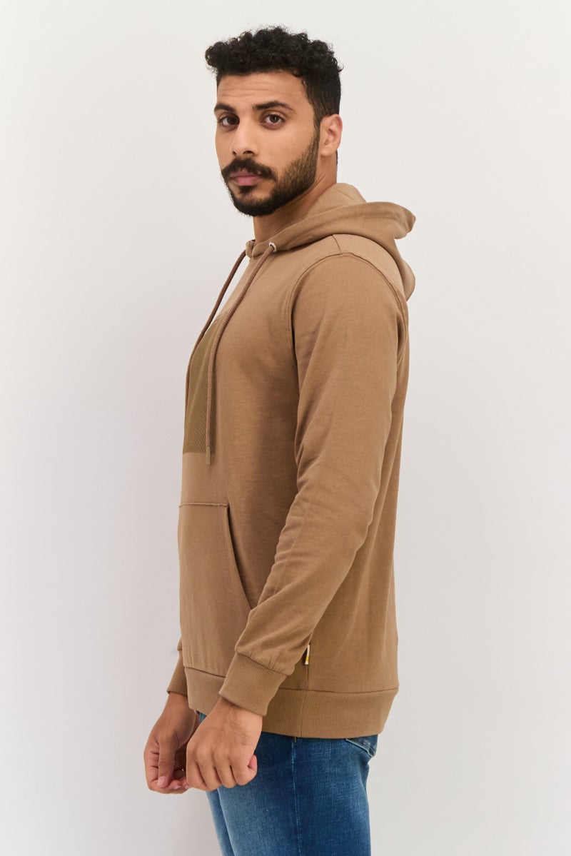 Gazzarrini Men Hooded Brand Logo Long Sleeves Sweatshirt, Brown - Image 3