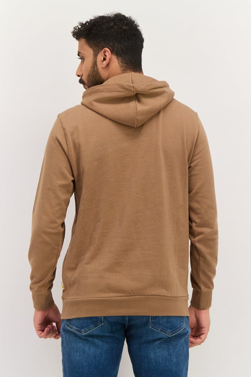 Gazzarrini Men Hooded Brand Logo Long Sleeves Sweatshirt, Brown - Image 4