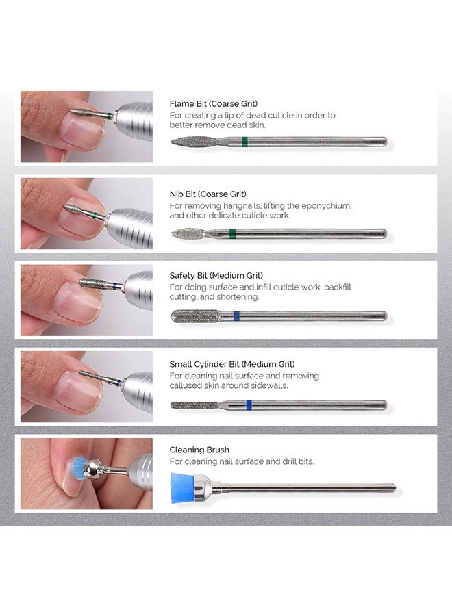 JS 10 Pcs Nail Drill Bits Set, 3/32 Inch Diamond Cuticle Nail Bits Kit for Nail Drill E-File, Manicure Pedicure Remover Tools for Acrylic Gel Nails, Salon Home Nail Care Supplies - Image 3