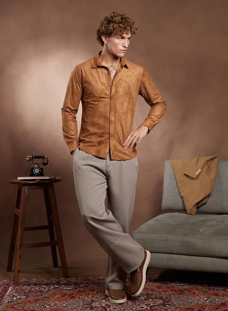 CAHOOT  Men's Copper Brown Crevice-Tactile Shirt for Men | Best Price UAE