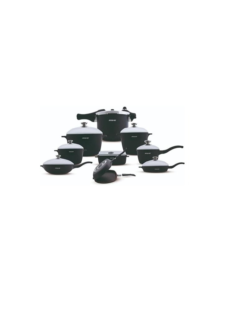 آرشيا - طقم حلة تيفال الامانى  18 ق ارشيا اسود  CO395-2388 - Image 1
