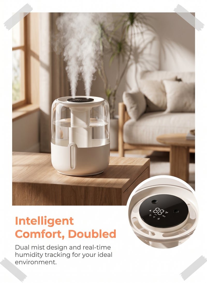 ZERIFAM Air Humidifier, Humidifiers for Bedroom, 6.8l Top Fill 20h and 36db Quiet Runtime for Large Room, Cool Mist Ultrasonic Humidifier with Humidity Sensor, Night Light for Home, Baby, Nursery, Plants - Image 2