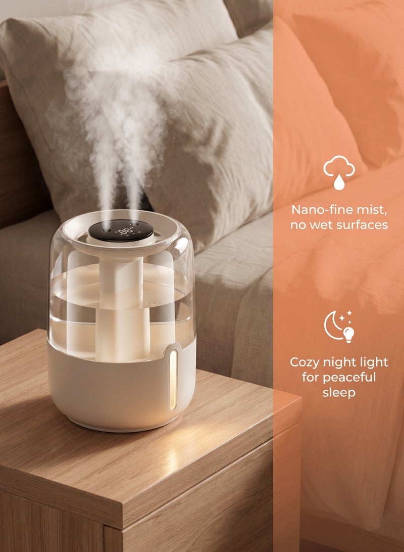 ZERIFAM Air Humidifier, Humidifiers for Bedroom, 6.8l Top Fill 20h and 36db Quiet Runtime for Large Room, Cool Mist Ultrasonic Humidifier with Humidity Sensor, Night Light for Home, Baby, Nursery, Plants - Image 3