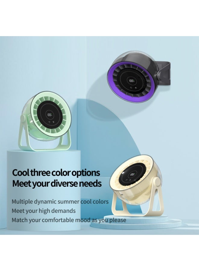 Panda Wall Mounted & Desk Fan, USB Rechargeable with Remote Control, 5-Speed Quiet Air Circulator with Digital Display & Night Light, 360° Adjustable Small Personal Fan for Home, Office, Bedroom - Image 4