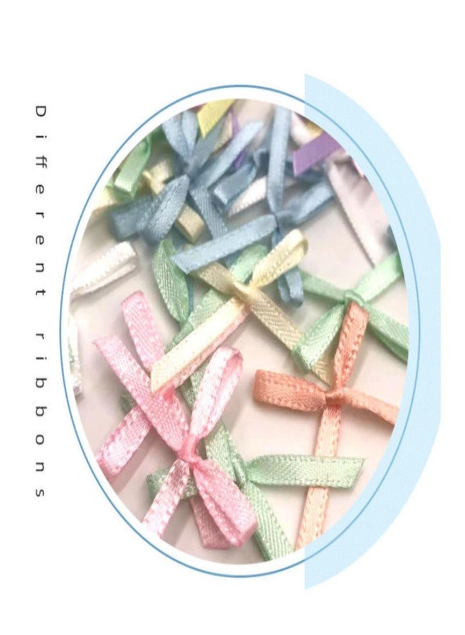 BeeSpring 100pcs Mini Colorful Satin Ribbon Bows Ties Tiny Scrapbook Embellishment Craft DIY Bowties Decorations for Crafts Birthday Cake Wedding Baking Hair Clips Wrapping Decoration - Image 3