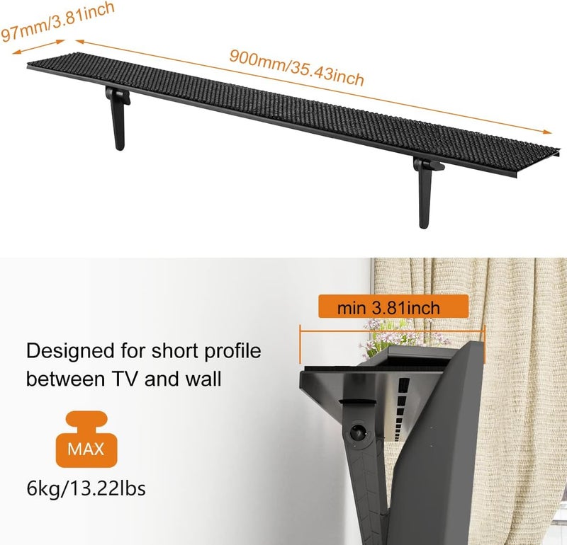 Bracwiser Plus No Drill TV Top Shelf 35.43 inch Wide for Thin Monitor TV Top Mounting Bracket Platform Holds Speaker, AV Receiver, Media Box, Game Console and More (CS106XLMINI) - Image 2
