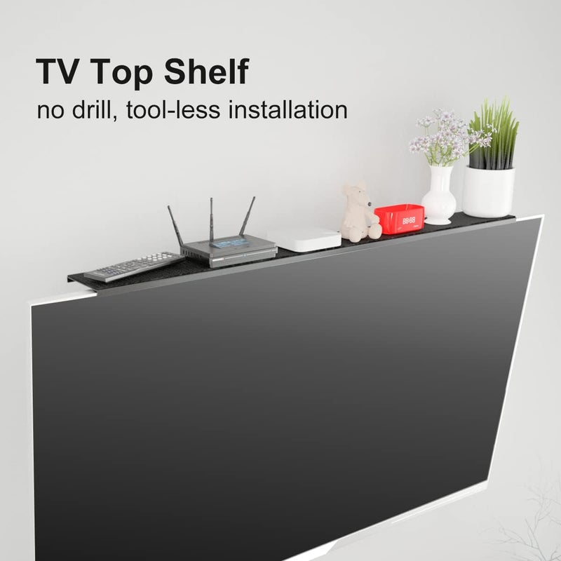 Bracwiser Plus No Drill TV Top Shelf 35.43 inch Wide for Thin Monitor TV Top Mounting Bracket Platform Holds Speaker, AV Receiver, Media Box, Game Console and More (CS106XLMINI) - Image 3