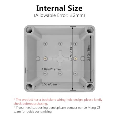LeMotech Junction Box IP67 Waterproof Dustproof ABS Plastic Project Box for Electrical Outdoor Enclosure Gray 4.9 x 4.9 x 3.9 inch (125 x 125 x 100 mm) - Image 3