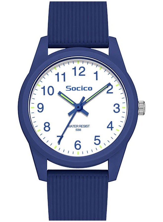 SOCICO Kids Analog Watch for Boys Girls, Easy to Read Learning Time Watch, 50M Waterproof, Soft Band Wristwatch for Ages 4-12, Great Gift for Children, Blue, Minimalist - Image 1