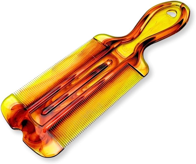 Glitters Professional Double-Sided Nit Comb - Fine-Toothed Hair Lice Removal Tool in Yellow and Orange - Image 3