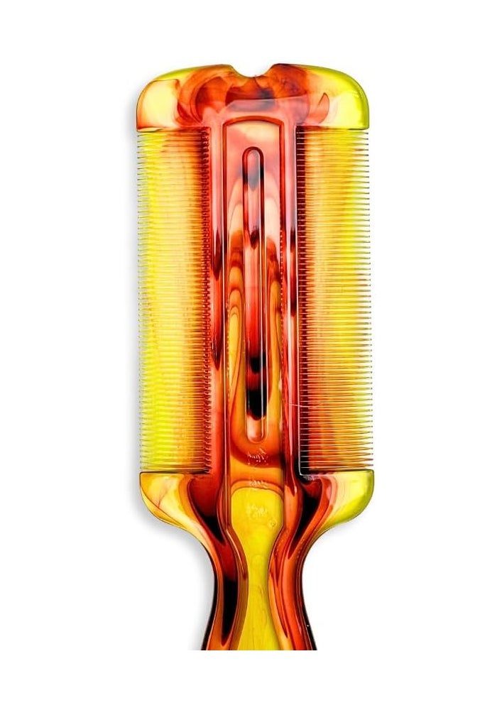 Glitters Professional Double-Sided Nit Comb - Fine-Toothed Hair Lice Removal Tool in Yellow and Orange - Image 4