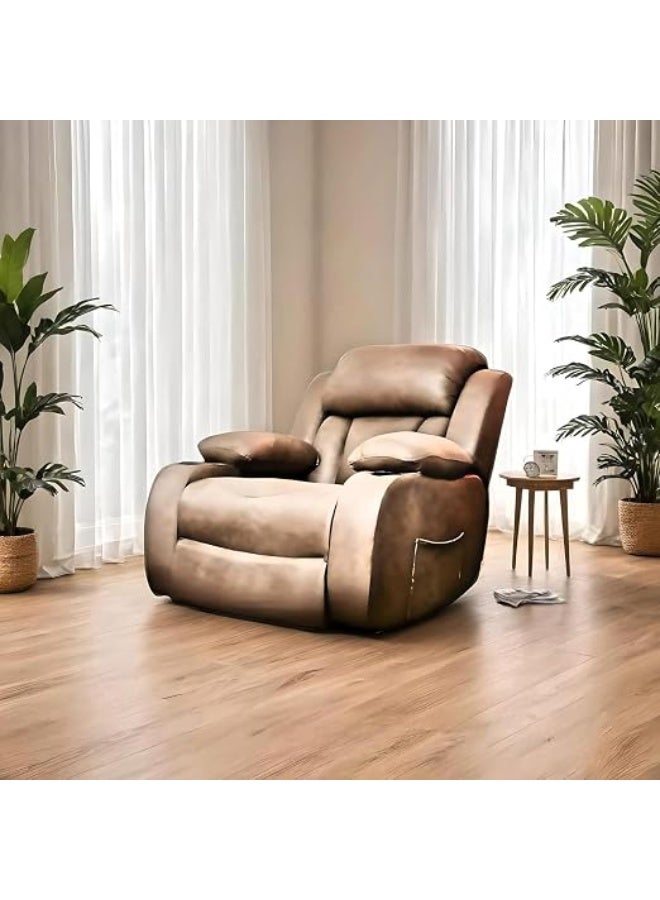 Dandel Relax Max Electric Zero-Gravity Recliner Chair – Light Brown PU Leather with USB Ports & Dual Cup Holders - Image 3