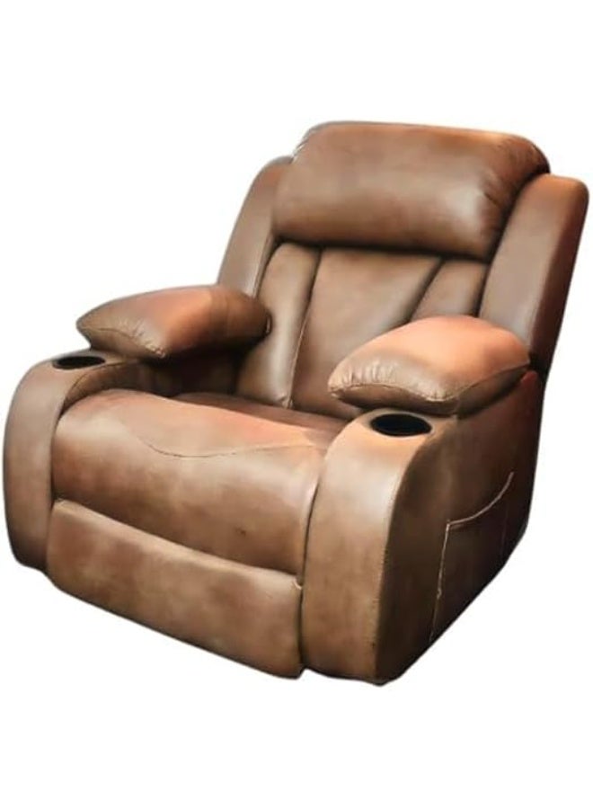Dandel Relax Max Electric Zero-Gravity Recliner Chair – Light Brown PU Leather with USB Ports & Dual Cup Holders - Image 1