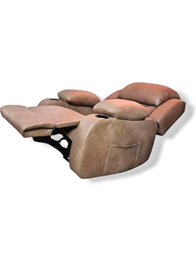 Dandel Relax Max Electric Zero-Gravity Recliner Chair – Light Brown PU Leather with USB Ports & Dual Cup Holders - Image 2