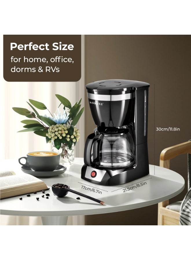 sokany Coffee Maker,Up to 12-Cup Drip Coffee Machine with 1.5L Glass Carafe, Easy-Grip Handle, Drip Stop, Non-Stick Warming Plate, Auto-Shutoff, Boil Dry Protection - Image 3
