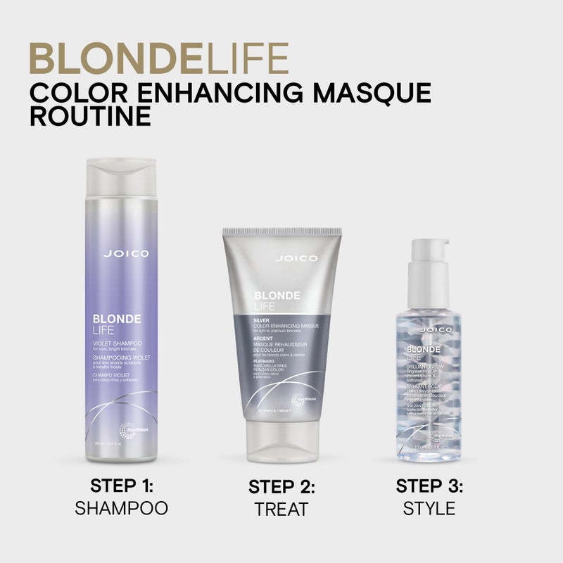 Joico Blonde Life Color Enhancing Masque | For Blonde Hair | Color Depositing Treatment | Maintain Unique Blonde Tones | Fortified With Monoi & Tamanu Oil | Silver| 5.1 Fl Oz - Image 5