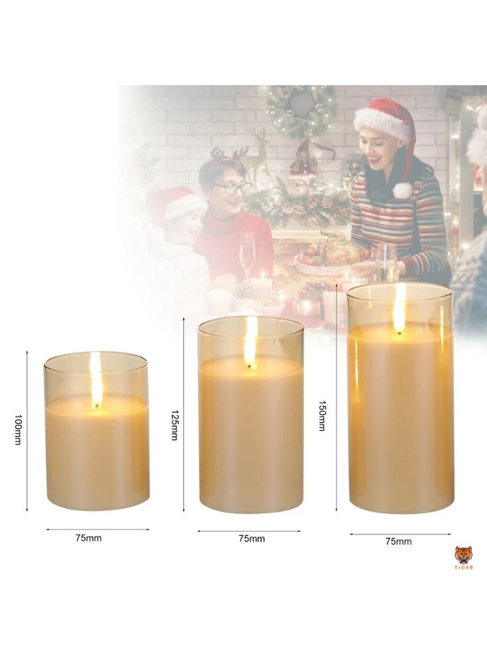 TIGER 3PCS Flickering Flameless Candle Lights Kit with Controller – Dynamic & Constant Bright Lighting, Dimmable & Timer Options for Indoor Use - Image 3