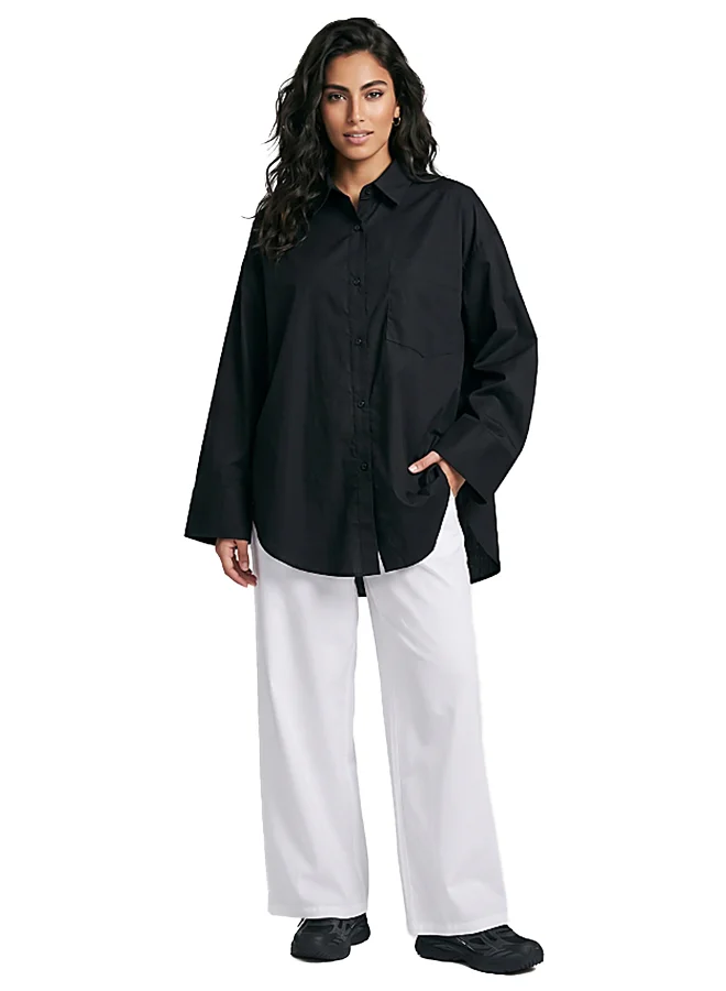 F5 OVERSIZE FIT ARABIC GRAPHIC POPLIN SHIRT SHIRT