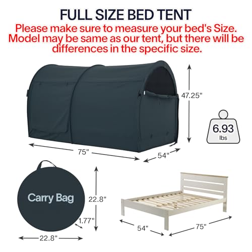 LEEDOR Bed Tent Dream Tents Bed Canopy Shelter Cabin Indoor Privacy Warm Breathable Pop Up Full Size for Kids and Adult Patent Pending PitchBlack(Mattress Not Included) - Image 2