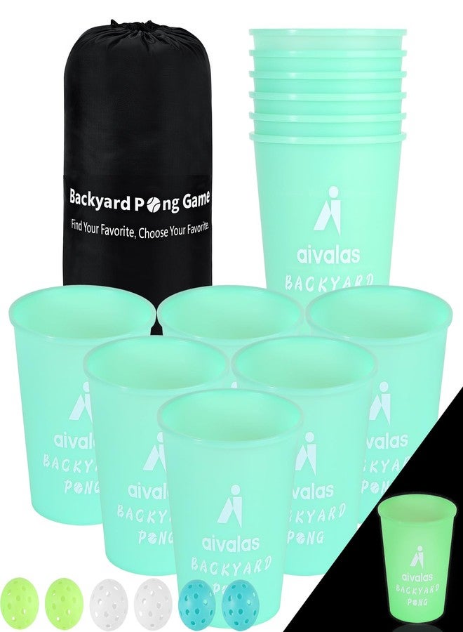 Aivalas Yard Pong Outdoor Games Glow Set in Dark for Adults,Family and Kids,Giant Yard Pong for Beach,Camping,Lawn,Backyard and Yard Parties,with Buckets, Balls and Carrying Bag - Image 1