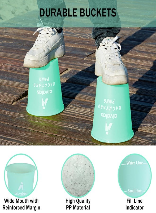 Aivalas Yard Pong Outdoor Games Glow Set in Dark for Adults,Family and Kids,Giant Yard Pong for Beach,Camping,Lawn,Backyard and Yard Parties,with Buckets, Balls and Carrying Bag - Image 3