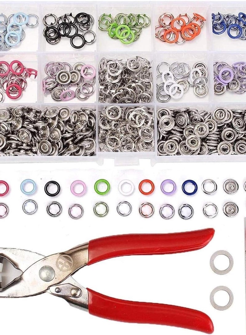GGOOT Tools 150 Sets 9.5mm Studs Snap Fasteners Dummy Clip Pliers 10 Colors Prong Ring Press Hardware Tool Kits Pincers - Image 2