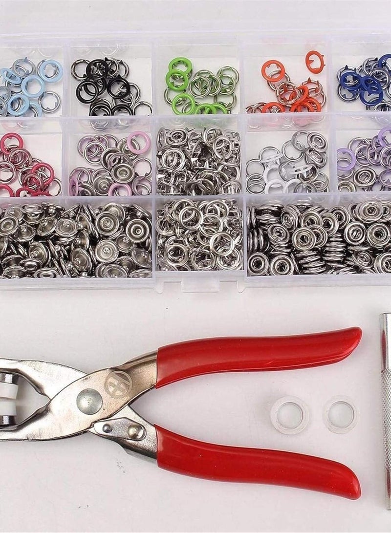 GGOOT Tools 150 Sets 9.5mm Studs Snap Fasteners Dummy Clip Pliers 10 Colors Prong Ring Press Hardware Tool Kits Pincers - Image 3