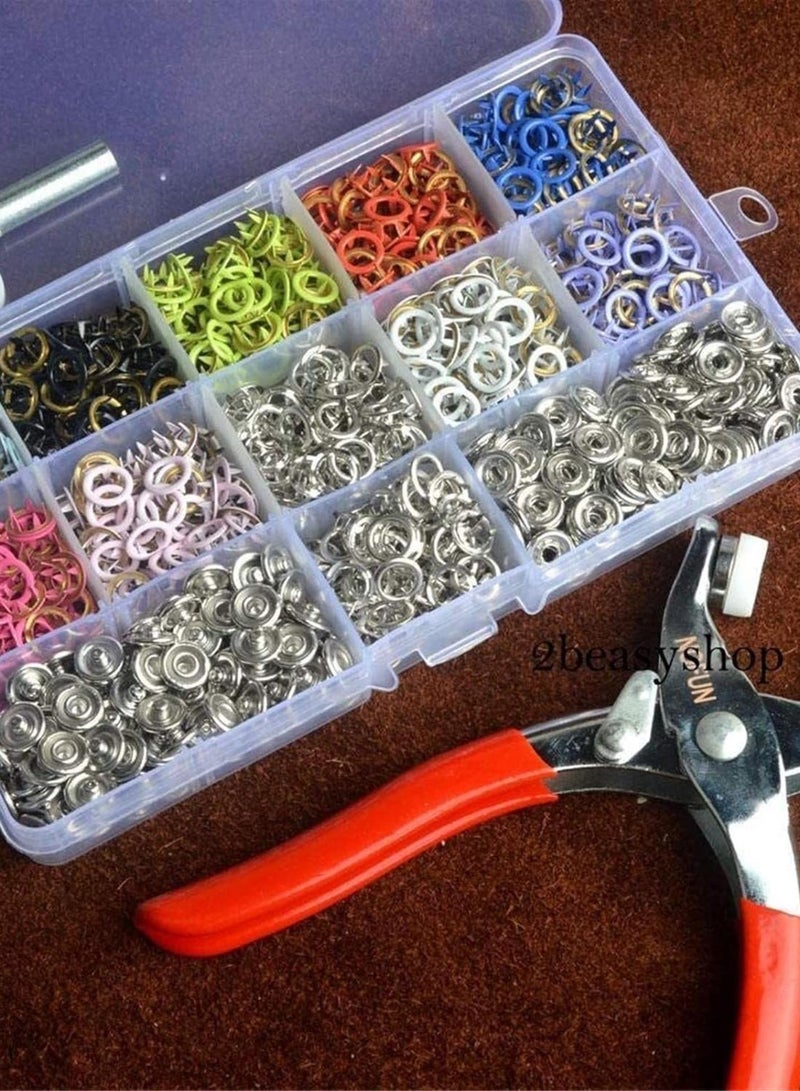 GGOOT Tools 150 Sets 9.5mm Studs Snap Fasteners Dummy Clip Pliers 10 Colors Prong Ring Press Hardware Tool Kits Pincers - Image 5