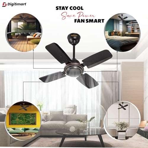 DIGISMART High Speed 850 RPM Uphaar 4 Blades (600MM) Anti DUST Coating Ceiling Fan Smoke Brown-2 Year Warranty (Dark Brown) - Image 3