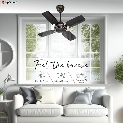 DIGISMART High Speed 850 RPM Uphaar 4 Blades (600MM) Anti DUST Coating Ceiling Fan Smoke Brown-2 Year Warranty (Dark Brown) - Image 4